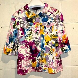 Peck & Peck women’s multicolor artsy print  3/4 sleeve jacket